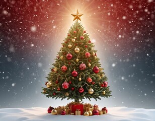Obraz premium Magical Christmas Tree in Snowy Landscape