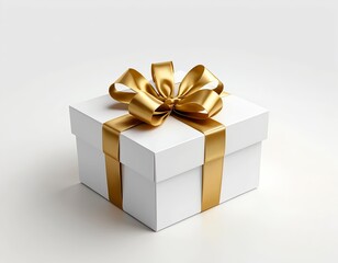 White Gift Box with Gold Ribbon