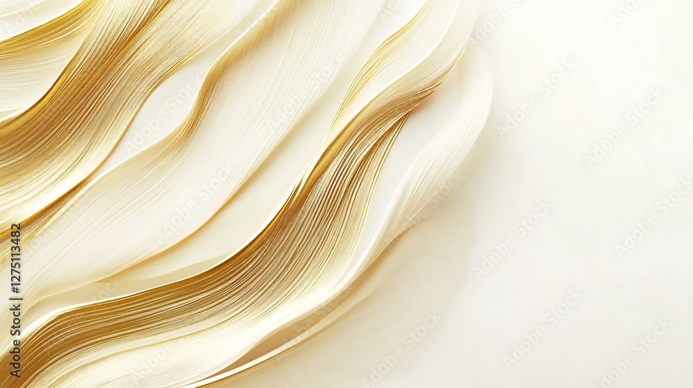 Poster a close-up view of fluid, golden waves creating an abstract, artistic texture. the gentle curves and