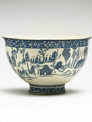 Qing dynasty tea cup porcelain traditional Chinese ceramic ink painting elegant vintage antique white blue floral artistic historic craftsmanship cultural heritage ornamental classic intricate design