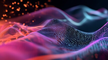 Sleek Modern Computer Screen with Lines of Code and Digital Effects