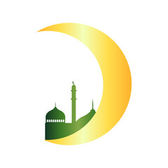 Modern Islamic Moon With Mosque