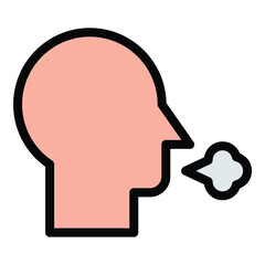 Difficulty Breathing Icon Respiratory Distress in Flat Line Color Style.