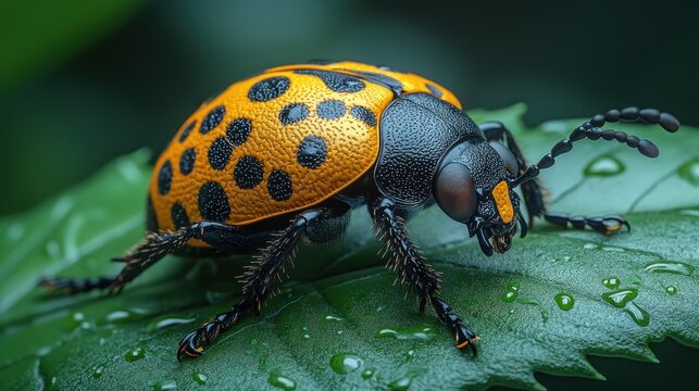 Close-up of a colorful beetle on a leaf