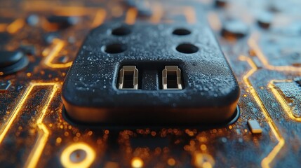 Close-up circuit board technology futuristic design