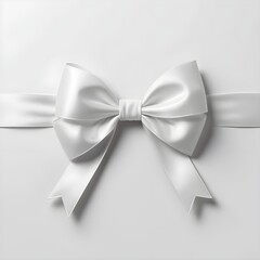 Naklejka premium White Satin Ribbon Bow on White Background