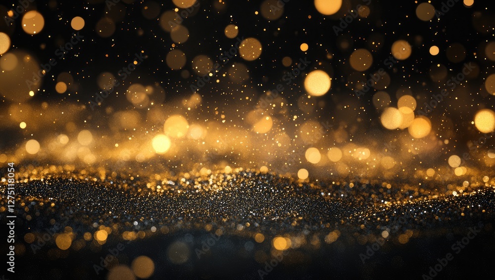 Poster golden glittering abstract background with bokeh effect