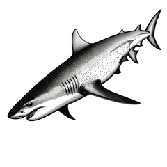 Naklejka premium Engraved Style Mako Shark Illustration