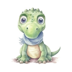 Fototapeta premium watercolors Cute baby tyrannosaurus illustration 