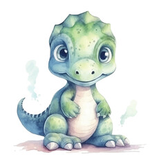 watercolors Cute baby tyrannosaurus illustration 