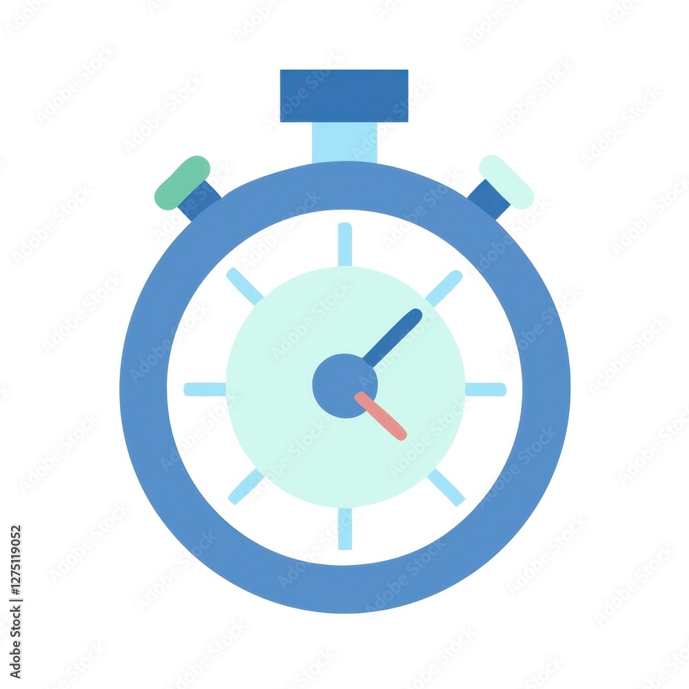 Poster a simple, stylized stopwatch icon representing timing, measurement, or countdowns, featuring a circu