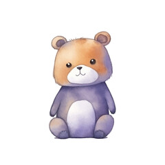watercolors Cute bear confused illustration 