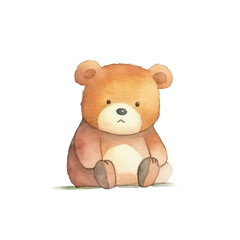 watercolors Cute bear confused illustration 