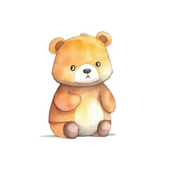 watercolors Cute bear confused illustration 