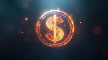 money icon, softly glowing in the center of the frame, symbolizing the power of investments and savings.