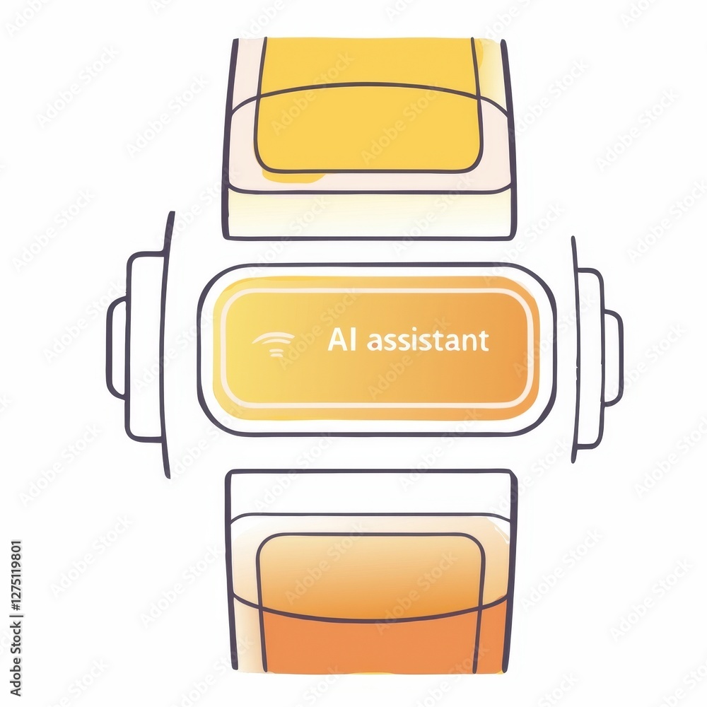 Poster a stylized smartwatch displaying the words 