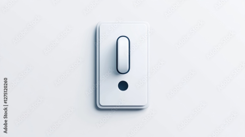 Poster a minimalist light switch on a plain wall, featuring a sleek design with a toggle and a small indica