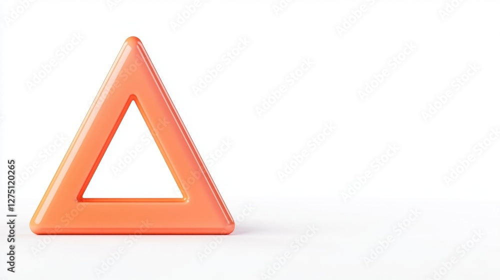 Poster a simple orange triangular shape with a hollow center, placed against a white background, representi
