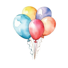 Naklejka premium watercolors Cute birthday balloon party illustration 