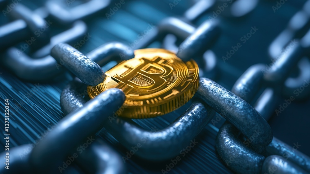 Poster blockchain connections forming a network of secure business transactions.