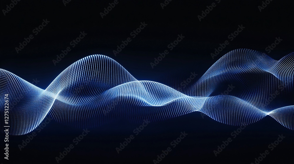 Aufkleber abstract blue particle wave on black background ideal for technology or science concepts