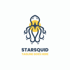 Star Squid Line Art Logo