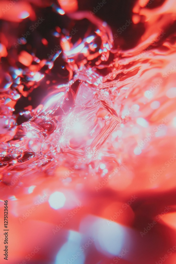 Aufkleber abstract close-up of red liquid creating bubbles, background for presentation