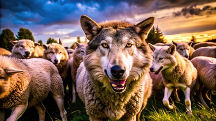 Deep focus captures a wolf pack's relentless attack on defenseless sheep and other animals.