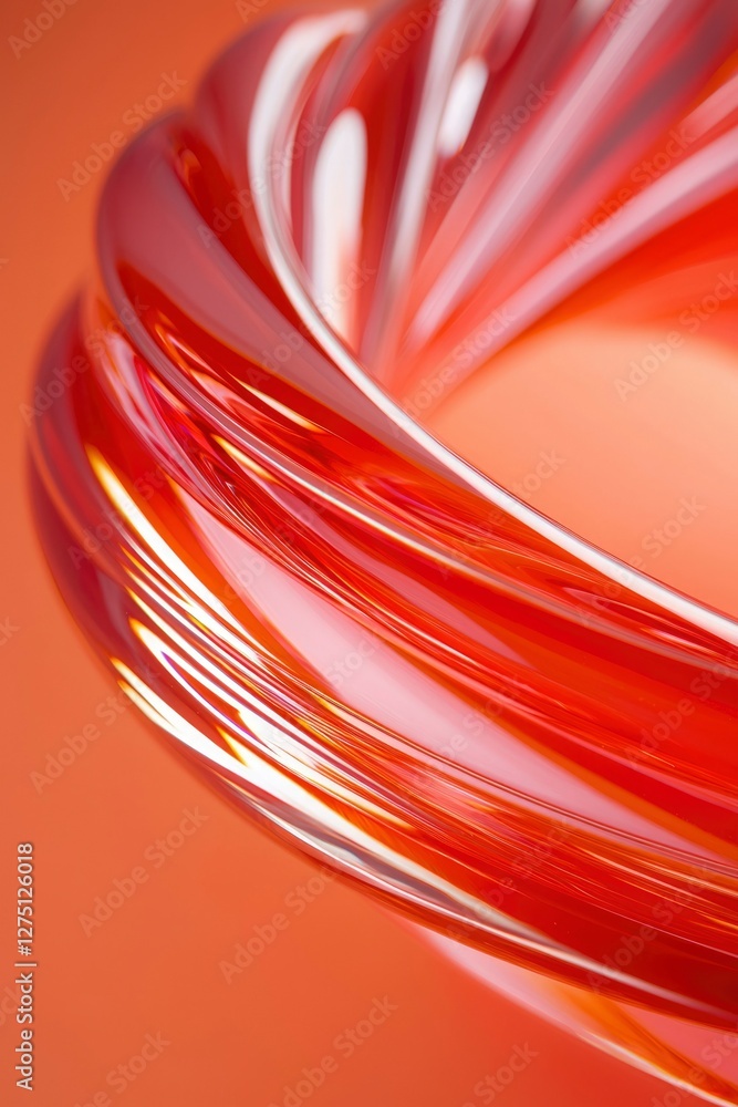 Poster red glass swirl creating abstract shape for decorations, presentation use