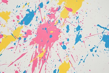 Abstract paint splatter in neon color palette 