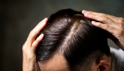 Naklejka premium 頭皮を気にする男性