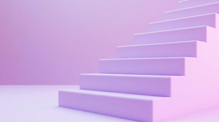 Obraz premium Stairs in a minimalistic purple space with soft lighting
