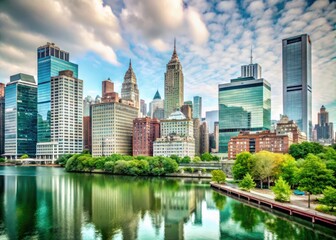 Naklejka premium Downloadable NYC cityscape PNG; perfect urban architecture background for projects.