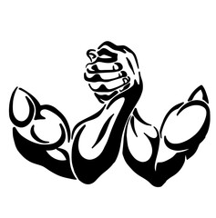 arm wrestling sport vector icon with strong muscles