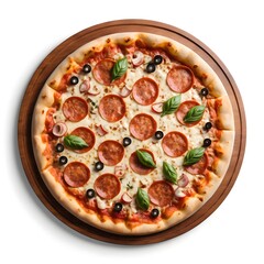 Delicious Pepperoni Pizza on Wooden Board