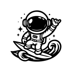 astronaut surfing logo design