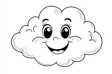 Obraz premium Happy cloud cartoon, white background, children's illustration, educational material