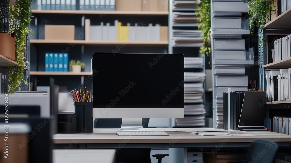 Poster advanced document management system on display, offering quick document retrieval and secure file ha