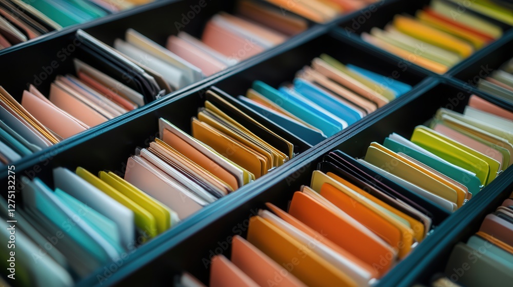 Poster document management system interface with digital files being categorized into folders, highlighting