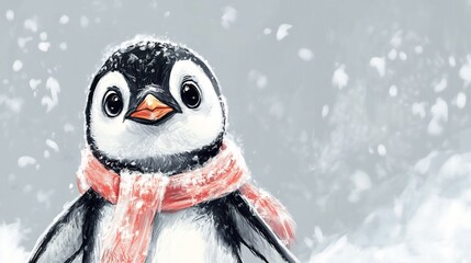 Fototapeta premium penguin with scarf