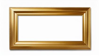 Elegant Goldframed Minimalist Artwork Transparent PNG Showcasing a 3D Gilded Rectangle Frame, Perfect for Digital Art and Modern Home Decor