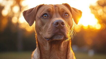 Dog Portrait at Sunset in Park for Animal Welfare Use