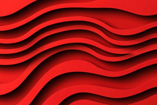 Abstract Waves of Red in Dynamic Flowing Curves and Shapes