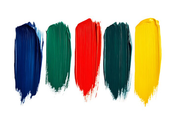 Vibrant Color Swatches: Exploring Shades of Blue, Green, Red, Teal, and Yellow in Acrylic Paint