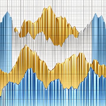Gold & Blue Stock Chart on Grid