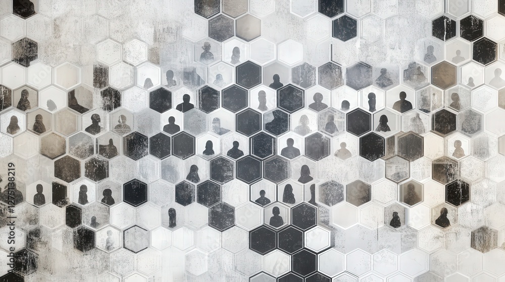 Poster human connection nodes, visualizing the intricate web of relationships formed through social network