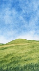 Obraz premium watercolor hill sky soft landscape painting peaceful