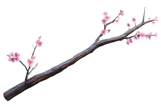 Branch with Pink Blossoms: Nature's Delicate Beauty, Springtime Floral Display, Stunning Botanical Art