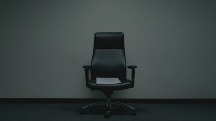 An office chair left vacant with a resignation letter placed on it,