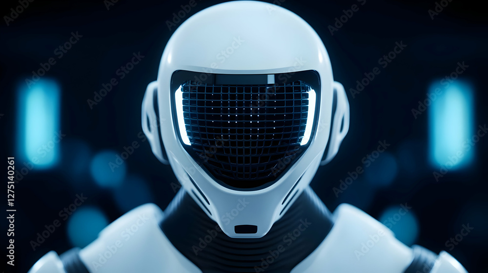 Poster futuristic humanoid robot showcasing advanced design and technology for innovation and ai representa